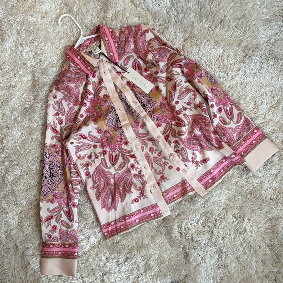 Rachael Roy Pink Paisley Button Up Blouse - Picture 9 of 12